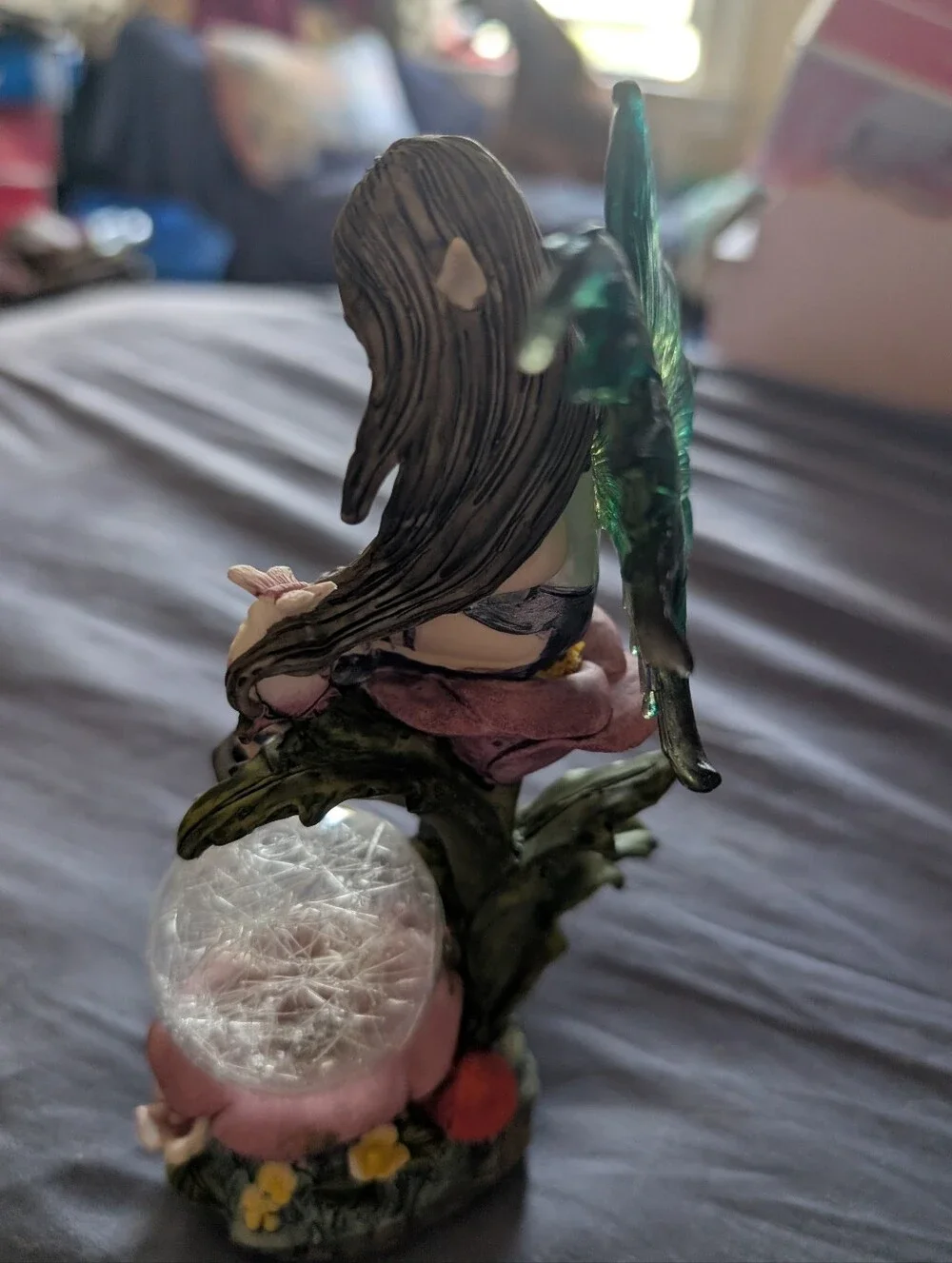 Gorgeous Gothic Fantasy Fairy Statue with Light-Up Crystal Orb